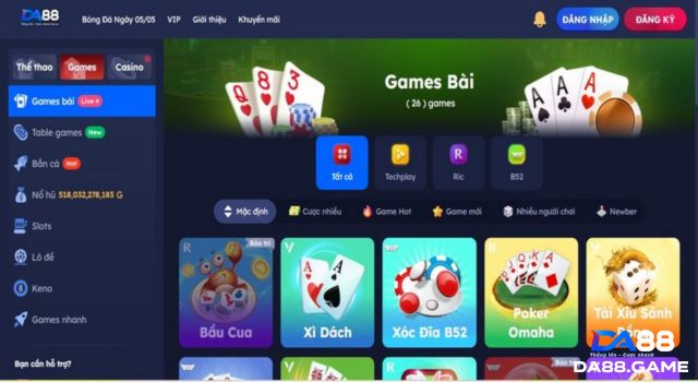 Sân chơi mang đến kho game DA88 đặc sắc cho anh em tham gia trải nghiệm